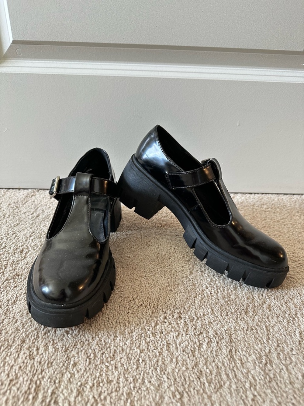 Madden Girl Black Mary Jane Chunky Lug Sole Shoes Size 6.5
